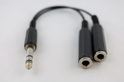 [10571] Y-cable, 1x stereo male 6.3mm to 2x female 6.3mm, 20cm long