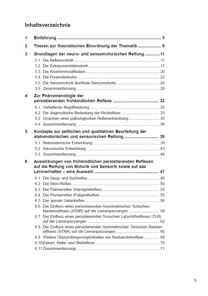 Neuromotorische Regulationsstörungen - Inhaltsverzeichnis Teil 1