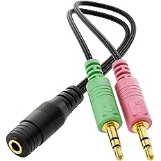 Y-Kabel 3,5mm Buchse 4 Pol auf 2x 3,5mm Stecker