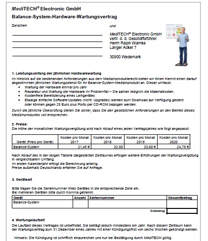 MediBalance Pro service | maintenance contract 