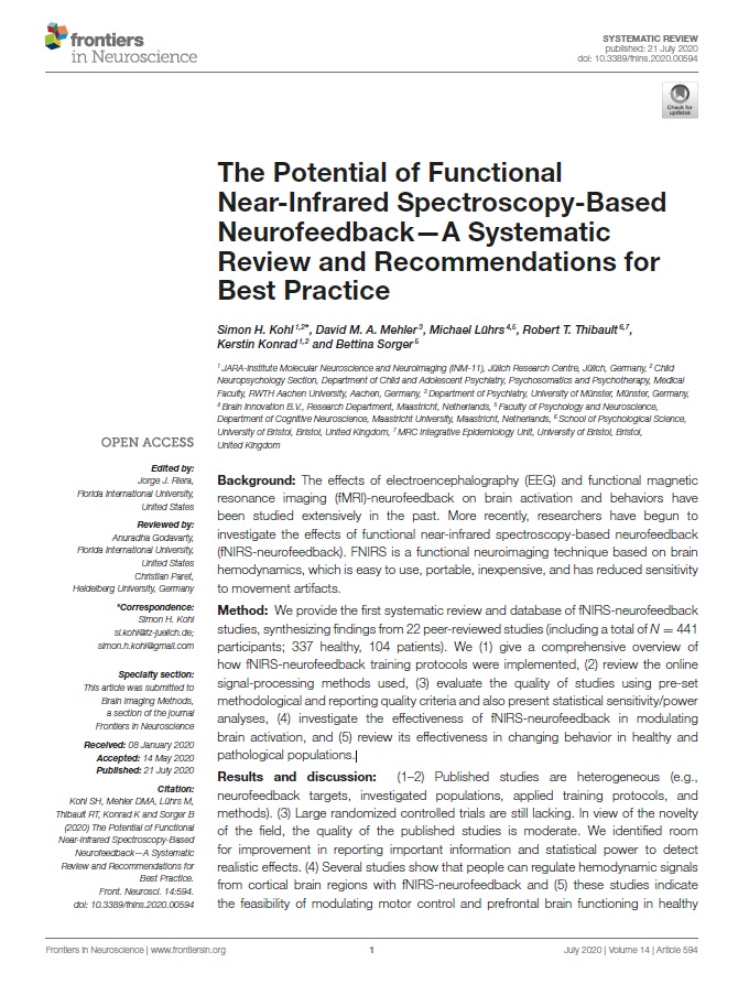 The Potential of Functional Near-Infrared Spectroscopy-Based Neurofeedback—A Systematic Review and Recommendations for Best Practice