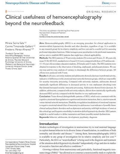 Clinical usefulness of hemoencephalography beyond the neurofeedback