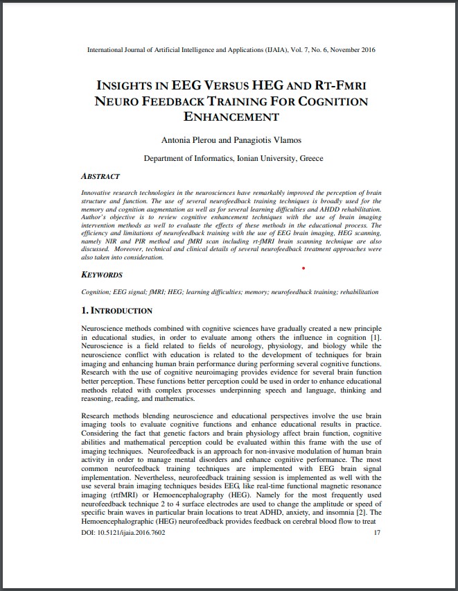 Einblicke in EEG versus HEG und RT-FMRI Neuro-Feedback-Training zur Verbesserung der Kognition