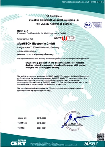 CE Certificate 93/42/EEC