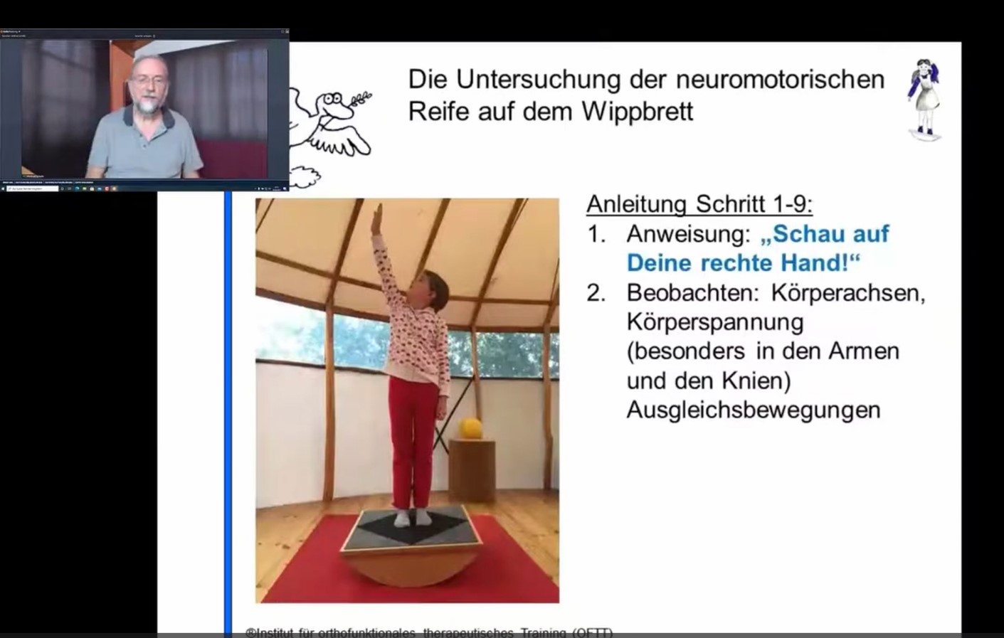 Die Untersuchung der neuromotorischen Reife auf dem Wippbrett