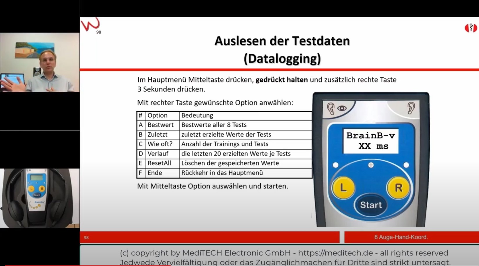 Auslesen der Testdaten - Datalogging