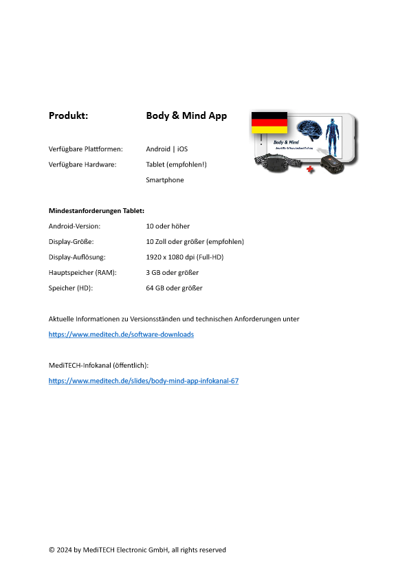 Body and Mind App requirements (German(