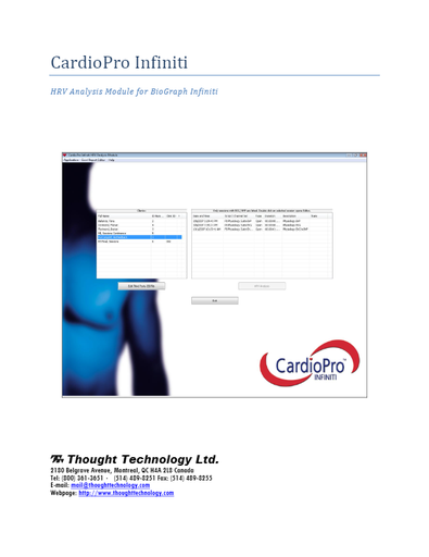 CardioPRO Infiniti User Manual EN sa7590