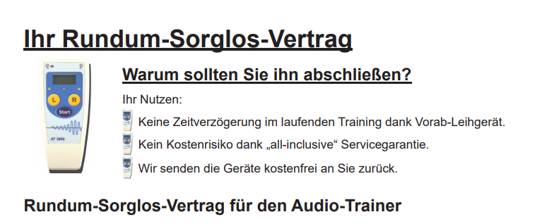 Wartungsvertrag: Rundum-Sorglos-Vereinbarung für AudioTrainer AT 3000